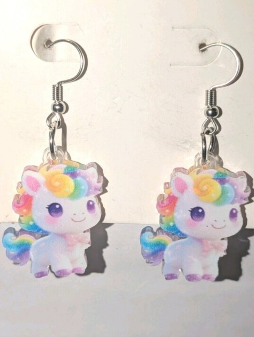 Cute Rainbow Unicorn Acrylic Dangle Earrings - Pastel Colors